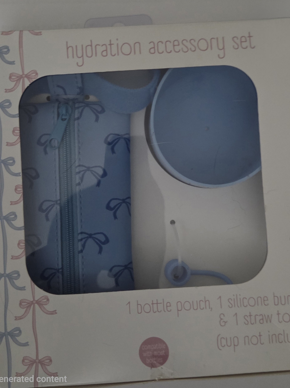 New water bottle blue bowz accessory set